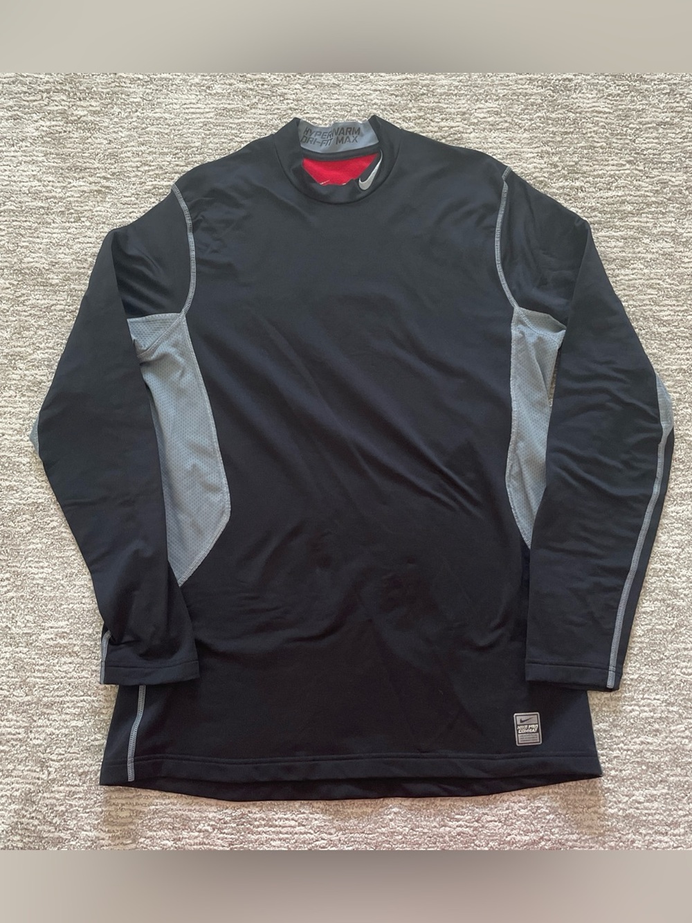 Nike Pro Combat Hyperwarm Dri-Fit Max Mock Neck Shirt Black Fitted Men’s Large